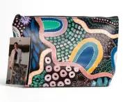 ABORIGINAL CLUTCH PURSE, UTILITY CASE, MAKEUP BAG- AUSTRALIA,INDIGENOUS,SOUVENIR