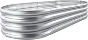 Galvanized Raised Garden Bed, 4x2x1ft Planter Boxes Outdoor, Oval Larger Metal Planter Boxes for Vegetables, Fruits, Flowers