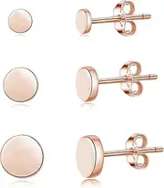 [Loutade] Silver Stud Earrings for Women, 925 Sterling Silver Disc Stud Earrings, 3 Pairs Small Simple Round Disc Stud Earrings Set, 4/5 / 6mm Unisex Tiny Cartilage Sleeper Stud Earrings for Women