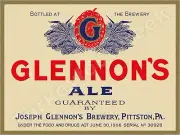 Glennon's Ale Beer Label 18" x 24" Metal Sign