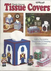 THE NEEDLECRAFT SHOP TISSUE BOX COVERS IN PLASTIC CANVAS LEAFLET #89PH1 ©1989