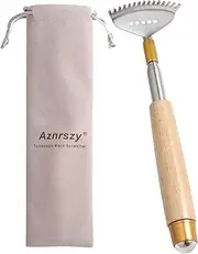 Aznrszy Best Telescoping Back Scratcher, Back Scratcher for Women Men Kids with Wood Handle, Steel Massage Roller, Wide Claw, Handheld Head Scratcher Back Massager Extend Up to 24Inch
