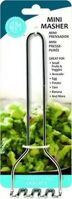 R&M Mini Potato Masher, Egg Avocado Stainless Silver