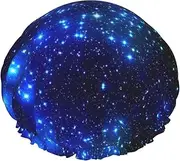 Galaxy Stars Print Various Activities Shower Cap Reusable Soft And Lightweight Bath Hair Cap Long Hair
