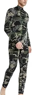 [MeetHoo] Men's Thermal Underwear Set, Fleece Lined High Neck Base Layer Compression Long Johns for Winter Running Skiing, Camouflage, XX-Large