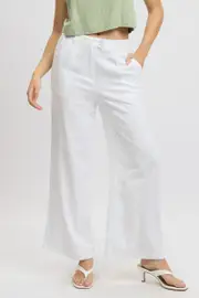 White Wide Leg Pants Mid Rise - Size 14, Women's Wide Leg Pants
