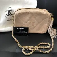 在飛比找蝦皮購物優惠-（售出）Vintage Chanel 淡粉膚流蘇包 蜥蜴皮