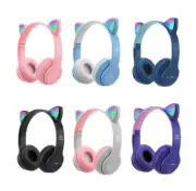 Wireless Headphones Cat Ear Gaming Headset Glow Light Bluetooth-Compatible