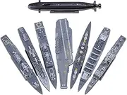 8Pcs 15cm Plastic Warship Aircraft Carrier 4D Model Model Cruiser Frigate Submarine Battleship Model Warship Model for Collection (Unassembled Kit)