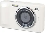 YUEHISY 4K Digital Camera with 64MP 18X Zoom, Autofocus Point and Shoot Camera, Compact Vlogging Camera for Beginners (White)