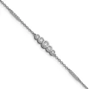 14k White Gold Polished Natural Diamond Bezel Set 7in Bracelet