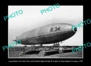 OLD LARGE HISTORIC PHOTO LONG ISLAND NEW YORK THE BRITISH R34 ZEPPELIN c1919