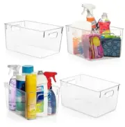Clear Plastic Storage Bins – Pantry Organizers & Storage Containers, 4 Pack