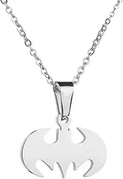 [Jemant] Bat Necklace for Men Women Gothic Charm Silver Gold Stainless Steel Hip Hop Anime American Style Bat Man Necklace Halloween Cosplay Jewelry for Teens