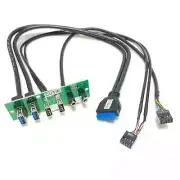 Host Case Front Panel Cable 19P 9Pin To 2-Port USB 2.0 3.0 HD Audio 3.5mm 88mm