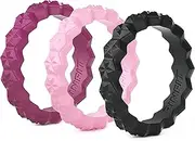 Rinfit Silicone Rings for Women - Women's Thin and Stackable Wedding Bands - Rubber engagement rings - Stars collection
