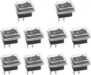 Qioon 10 Sets Mini On/Off Rocker Switch 12V, 2 Pin, 2 Position Toggle Switch with Protective Cover for Car, Boat, and Household Appliances (Black)