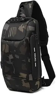 [OZUKO] Sling Cross Body Backpack, USB Anti-Theft Men's Chest Bag Casual Shoulder Bag