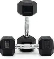 5 kg Body Iron Commercial Rubber Hex Dumbbell Pair - Solid Cast Iron Core, Ergonomic Rubber Coating, Non-Slip Grip, Ideal for Home and Gym Workouts