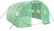 [vidaXL] 4x3x2 m Greenhouse with Sturdy Steel Frame and UV-Resistant PE Cover, Spacious Garden Plant House with Roll-up Door & Windows