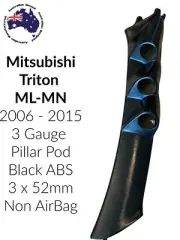 3 Gauge Pillar Pod Black ABS to suit Mitsubishi Triton ML MN 06 - 15 No ABAG