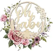 Oh Baby Banner - 12.6in Wooden Oh Baby Sign for Baby Shower Decorations | Oh Baby Wooden Sign for Backdrop Wall Photo Props Baby Announcements B/