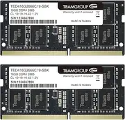 TEAMGROUP Elite DDR4 32GB Kit (2 x 16GB) 2666MHz PC4-21300 CL19 Unbuffered Non-ECC 1.2V SODIMM 260-Pin Laptop Notebook PC Computer Memory Module Ram Upgrade - TED432G2666C19DC-S01