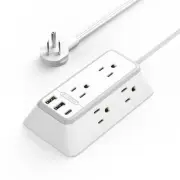 10 Feet Indoor Extension Cord Flat Plug 3 Prong Power Strips with Surge Prote...