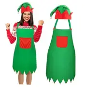 Christmas Elf Apron and Hat Set, Santa Aprons Hats Cosplay for Christmas