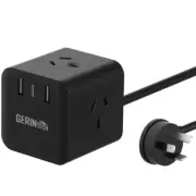 Gerintech Cube Power Board with 3 USB Ports Type-C Portable Compact, Black