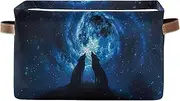 Wolves Howling Moon Night Home Storage Bin, Decorative Rectangle Home Edit Products