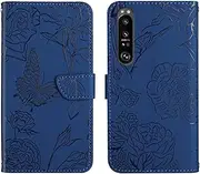 Compatible with Sony Xperia 1 III 5G Cover,Compatible with Sony Xperia 1 III 5G Flip Kickstand PU Leather Wallet Phone Case Blue