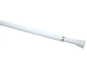 WHITE SINGLE SPRING TENSION CURTAIN ROD 18" TO 28" EXTENDABLE NO TOOLS REQUIRED