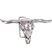 [LAXPICOL] Cool Western Cowboy Longhorn Bull Belt Buckle For Men Silver Tone