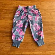 Bonds Explorer Micro Fleece Grey Pink Rose Floral Trackpants Trackie Size 1 BNWT
