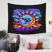 Rainbow Colored Peace Dance Tapestry
