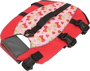 Dog Life Vest, Adjustable Red Tear Resistant Fashionable Dog Floatation Jacket High Buoyancy with Back Handle for Boating (M)