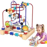 Beads Maze - Kids Learning Toy | Wooden Bead Game Roller Coaster Toy | Preschool Learnings Activities Sensory Toys, Abacus Toddler Games for Preschoolers (22.5x22.5x15cm/8.86x8.86x5.91 Inches)