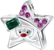 [Generic] Irregular Arc-shaped Christmas Tree Charm Sterling Silver Jewelry Five-pointed Star Beaded Charm Pendant Women's Jewelry