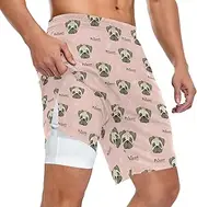 [ZZXXB] Princess Bulldog Athletic Shorts for Men with Pockets 2 in 1 Quick Dry Running Shorts S-3XL