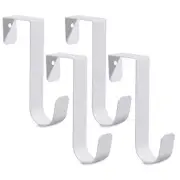 4 Pack Over The Door Hooks, Sturdy Metal Single White 4 Pack, Stainless Steel