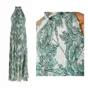 NWT DVF Leeann Floral halter neck dress print metallic mixi long dress $698.00