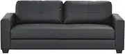 [Priceworth] 3-Seater Pu Leather Sofa, Lounge and Living Room Furniture, Couch with Removable Cushions, Built on a Solid Timber Frame, Meets Fire Retardant Standards, Black, 74 H x 182 W x 87 D CM