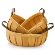 3 Pack Wicker Bread Basket, Wood Chip Picnic Basket with Handle, Handmade