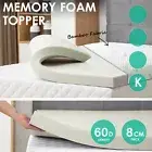 Bamboo Cover Memory Foam Mattress Topper Underlay 8CM Pad Mat - King Size