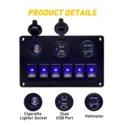 6 Gang 12V Switch Panel Control USB LED Toggle Rocker ON-OFF Fit Car Boat Marine (for: Peugeot)