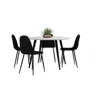 Eugene Table with 4 Halsa Chairs Dining Set Black