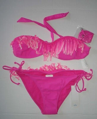 RIP CURL CHEEKY BIKINI BATHING SUIT SWIMSUIT M MEDIUM PINK FRILLY