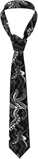 OAZCVBNN Black White Snake Skin pattern Print Men's Ties Wedding Tuxedo Sets Essential Tie Accessories 1.4 IN x 3.1 IN x 4.76 FT