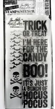 Halloween Bold Frights Clear Stamp & Crossbones Bats Stencil Set Tim Holtz NEW!